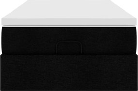 vidaXL Οθωμανικό κρεβάτι με στρώμα Μαύρο 100x200cm Ύφασμα