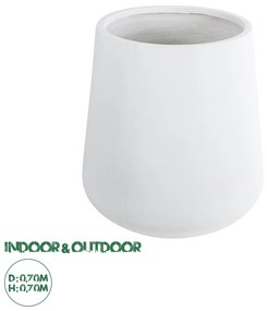 20693 GloboStar® Artificial Garden MISSOURI 20693 Διακοσμητικό Πολυεστερικό Τσιμεντένιο Κασπώ Γλάστρα - Flower Pot Λευκό Φ70 x Υ70cm