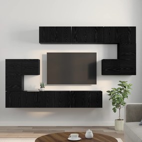 vidaXL Σετ Τηλεοπτικής Ντουλάπας 10 pcs Μαύρη Δρυς 180 x 30 x 90.5 εκ