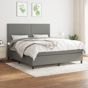 Κρεβάτι Boxspring με Στρώμα Σκούρο Γκρι 160x200 εκ Υφασμάτινο - Γκρι