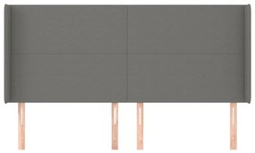 Κεφαλάρι με Πτερύγια Σκούρο Γκρι 183x16x118/128 εκ. Υφασμάτινο 3119315