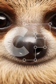 Σετ των 2 Intra Συλλεκτικό Ξύλινο Παζλ Plywood  4mm - Κοντινό πλάνο του προσώπου ενός νωθρού Σε Ξύλινο Κουτί - Διαστάσεις: 10x10 cm – 25 κομμάτια