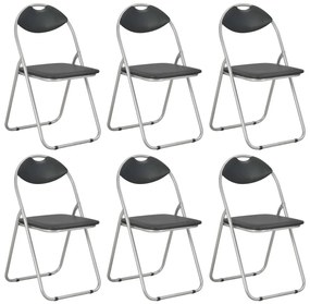 Καρέκλες Τραπεζαρίας Πτυσσόμενες 6 τεμ. Μαύρες Συνθετικό Δέρμα - Μαύρο