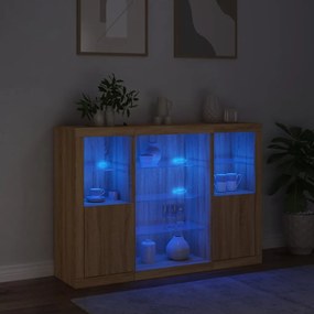 vidaXL Μπουφέδες με Φώτα LED 3 τεμ. Sonoma Δρυς από Επεξεργασμένο Ξύλο