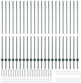 vidaXL Στύλος Περιφράξεων 22 pcs Πράσινο 200 cm Ατσάλι