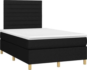 vidaXL Κρεβάτι Boxspring με Στρώμα &amp; LED Μαύρο 120x200 εκ. Υφασμάτινο