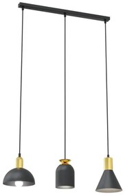 Κρεμαστό Φωτιστικό Οροφής 3xE14 60cm Fox Emibig -1402/3-Μαύρο-Χρυσό 1402/3