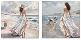 Καμβάς Home ESPRIT Μπλε Λευκό Μεσογείακός 80 x 3 x 80 cm (x2)