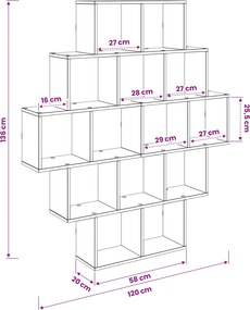 vidaXL Ράφι Τοίχου Λευκό 120 x 20 x 136 εκ Επεξεργασμένο Ξύλο