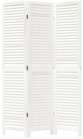 vidaXL Διαχωριστικό Χώρου με 3 Πάνελ Λευκό από Μασίφ Ξύλο Παυλώνιας