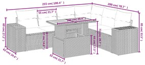 vidaXL Καναπές Σετ 7 Τεμαχίων Μαύρο Συνθετικό Ρατάν με Μαξιλάρια