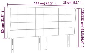 Κεφαλάρι με Πτερύγια Σκούρο Γκρι 163x23x118/128 εκ. Βελούδινο 3118011