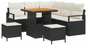 vidaXL Σετ Καναπέ Κήπου με μαξιλάρι 8 pcs Μαύρο, Κρέμα 80 x 80 x 71 cm
