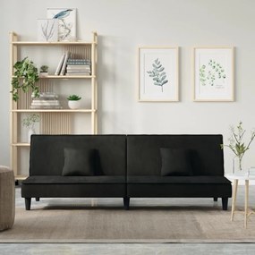 Καναπές Κρεβάτι Μαύρος Βελούδινος - Μαύρο