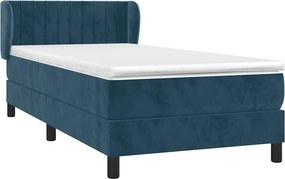 vidaXL Κρεβάτι Boxspring με Στρώμα Σκούρο Μπλε 90x200 εκ. Βελούδινο