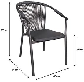 Τραπεζαρία Kliton-Convince σετ 3τεμ  αλουμίνιο σε ανθρακί απόχρωση 80x80x74εκ 80x80x74 εκ.