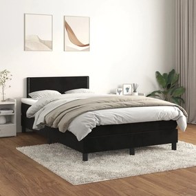 vidaXL Κρεβάτι Boxspring με Στρώμα Μαύρο 120 x 200 εκ. Βελούδινο