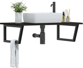 vidaXL Ράφι Νιπτήρα Τοίχου από Ατσάλι / Μασίφ Ξύλο Δρυός