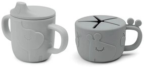 Ποτήρι Εκπαιδευτικό 120ml + Κυπελάκι Σνακ Done By Deer Deer Friends Grey BR76638