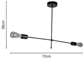 Φωτιστικό οροφής δίφωτο Imesy μαύρο μέταλλο 72x12x58εκ