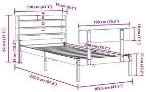 ΣΚΕΛΕΤΟΣ ΚΡΕΒΑΤΙΟΥ ΧΩΡΙΣ ΣΤΡΩΜΑ 100X200 ΕΚ. ΜΑΣΙΦ ΠΕΥΚΟ 3306615