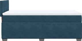 vidaXL Κρεβάτι Boxspring με Στρώμα Μπλε 90x200 εκ. Βελούδινο