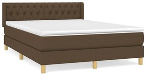 vidaXL Κρεβάτι Boxspring με Στρώμα Σκούρο Καφέ 140x190 εκ. Υφασμάτινο