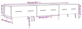 Έπιπλο Τηλεόρασης Λευκό 150x36x30 εκ. από Επεξεργασμένο Ξύλο - Λευκό