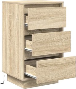 vidaXL Κομοδίνο με φώτα LED Sonoma Oak 38x34x65 cm