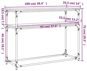 Τραπέζι Κονσόλα Καπνιστή Δρυς 100x35,5x75 εκ. Επεξεργ. Ξύλο - Καφέ