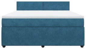 Κρεβάτι Boxspring με Στρώμα Μπλε 180x200 εκ. Βελούδινο - Μπλε