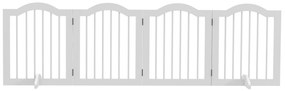 PawHut Αναδιπλούμενο Πάνελ Πόρτας Σκύλου, 4 πάνελ, για σκάλες, διαδρόμους, πόρτες, MDF/Μασίφ ξύλο, Λευκό