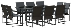 vidaXL Σέτ φαγητού για κήπο 11 pcs Μαύρο Ατσάλι