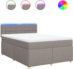 vidaXL Κρεβάτι Boxspring με Στρώμα Taupe 140x200 εκ. Υφασμάτινο