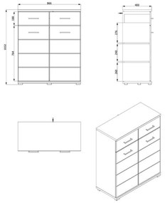 Έπιπλο Εισόδου Lanzarote 2K2F Artisan Oak - Γκρί Μάτ 86,5x40x103 εκ. 86.5x40x103 εκ.