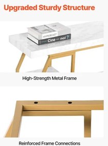 VEVOR 3 Tiers Marble Console Table Modern Golden Geometric Large Console Table