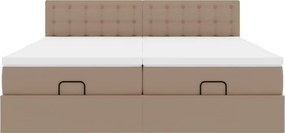 VidaXL Οθωμανικό κρεβάτι με στρώματα & LEDs Cappucino Faux Leather