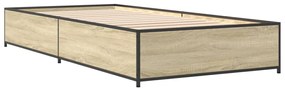 vidaXL Πλαίσιο Κρεβατιού Sonoma Δρυς 75 x 190 εκ. Επεξ. Ξύλο &amp; Μέταλλο