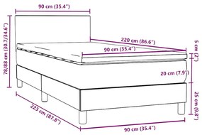 Κρεβάτι Boxspring με Στρώμα Μαύρο 90x220 εκ. Βελούδινο - Μαύρο