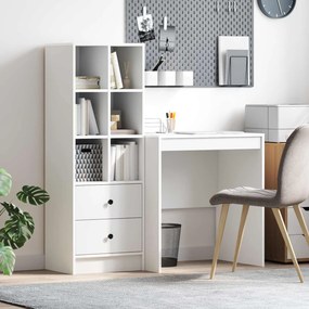 vidaXL Γραφείο με συρτάρι με ράφι με αποθήκευση 2 pcs Λευκό