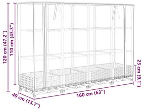 Ζαρντινιέρα Υπερυψ. Κάλυμμα Θερμοκηπίου Όψη Ρατάν 160x40x123 εκ - Μαύρο