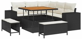 vidaXL Σετ Καναπέ Κήπου 8 pcs Μαύρο συνθετικό ρατάν