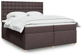 Κρεβάτι Boxspring με Στρώμα Σκούρο Καφέ 200x200 εκ. Υφασμάτινο - Καφέ