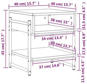 Τραπεζάκι Σαλονιού Καπνιστή Δρυς 40x40x45 εκ. Επεξεργ. Ξύλο - Καφέ