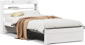 vidaXL Πλαίσιο Κρεβατιού Κεφαλάρι Λευκό 75x190εκ. Μασίφ Πεύκο