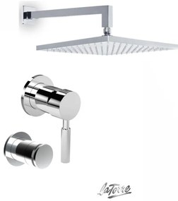 La Torre NEW TECH Μίκτης εντοιχισμού &amp; περ/φικός εκτροπέας 3 εξόδων &amp; Κεφαλή Ντους 30εκ με μπράτσο τοίχου Chrome