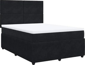 vidaXL Κρεβάτι Boxspring με Στρώμα Μαύρο 140x200 εκ. Βελούδινο
