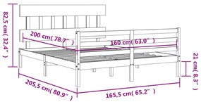 ΠΛΑΙΣΙΟ ΚΡΕΒΑΤΙΟΥ ΜΕ ΚΕΦΑΛΑΡΙ 160X200 ΕΚ. ΑΠΟ ΜΑΣΙΦ ΞΥΛΟ 3195166