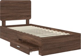 vidaXL Σκελετός Κρεβατιού Καφέ δρυς 75 x 190 cm Επεξεργασμένο ξύλο