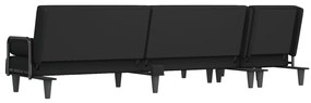 vidaXL Καναπές Κρεβάτι Γωνιακός Μαύρος 260 x 140 x 70 εκ. Υφασμάτινος
